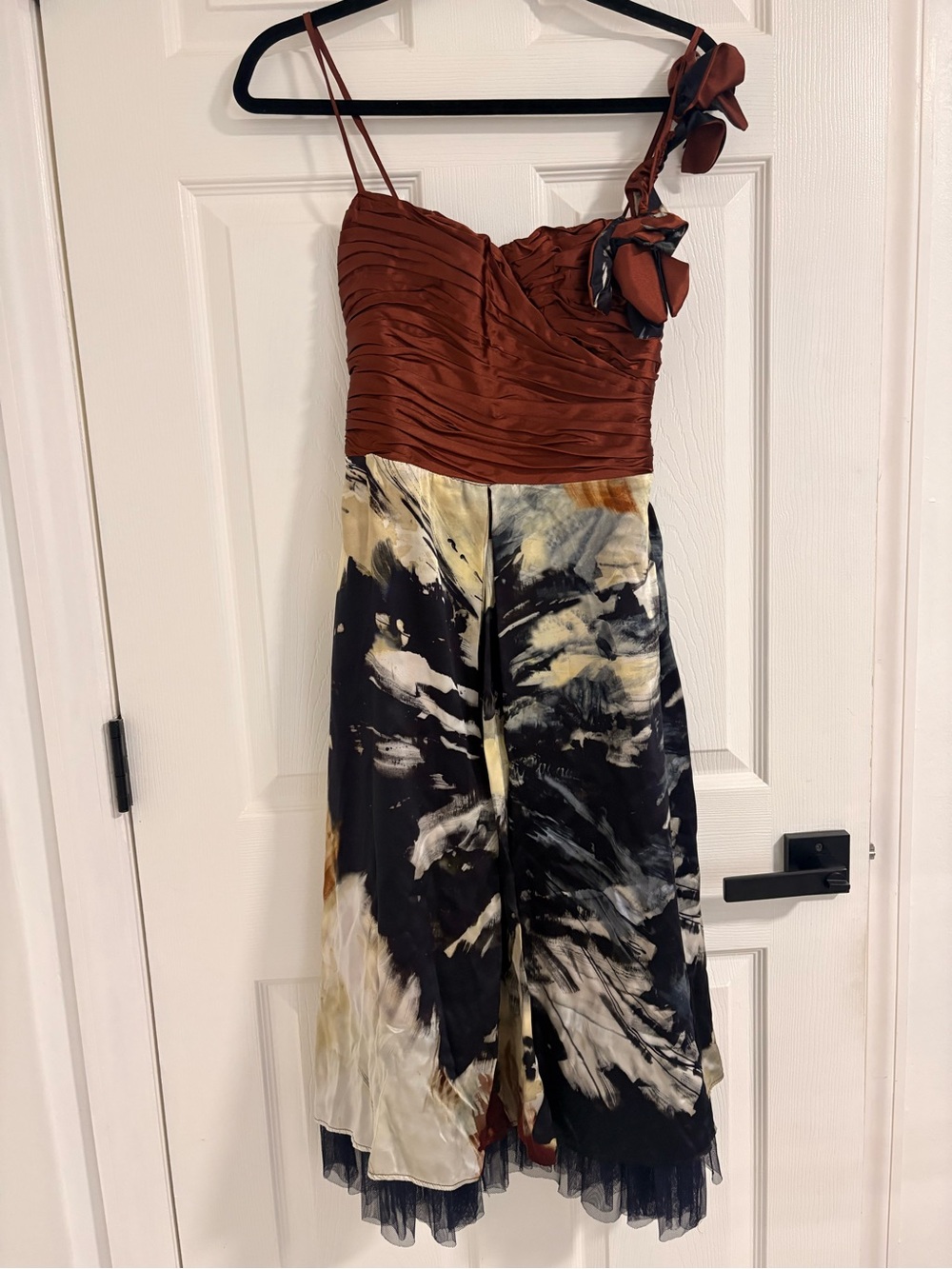 Women’s Rust and Black Tie-Shoulder Jumpsuit